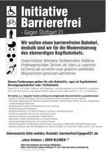 Initiative Barriere-FREI - Gegen Stuttgart 21 | Flugblatt als DIN A3-Plakat (Version 4) in PDF-Datei