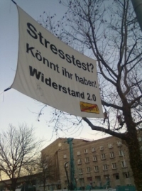 Banner: “Stresstest? Könnt ihr haben! Widerstand 2.0″